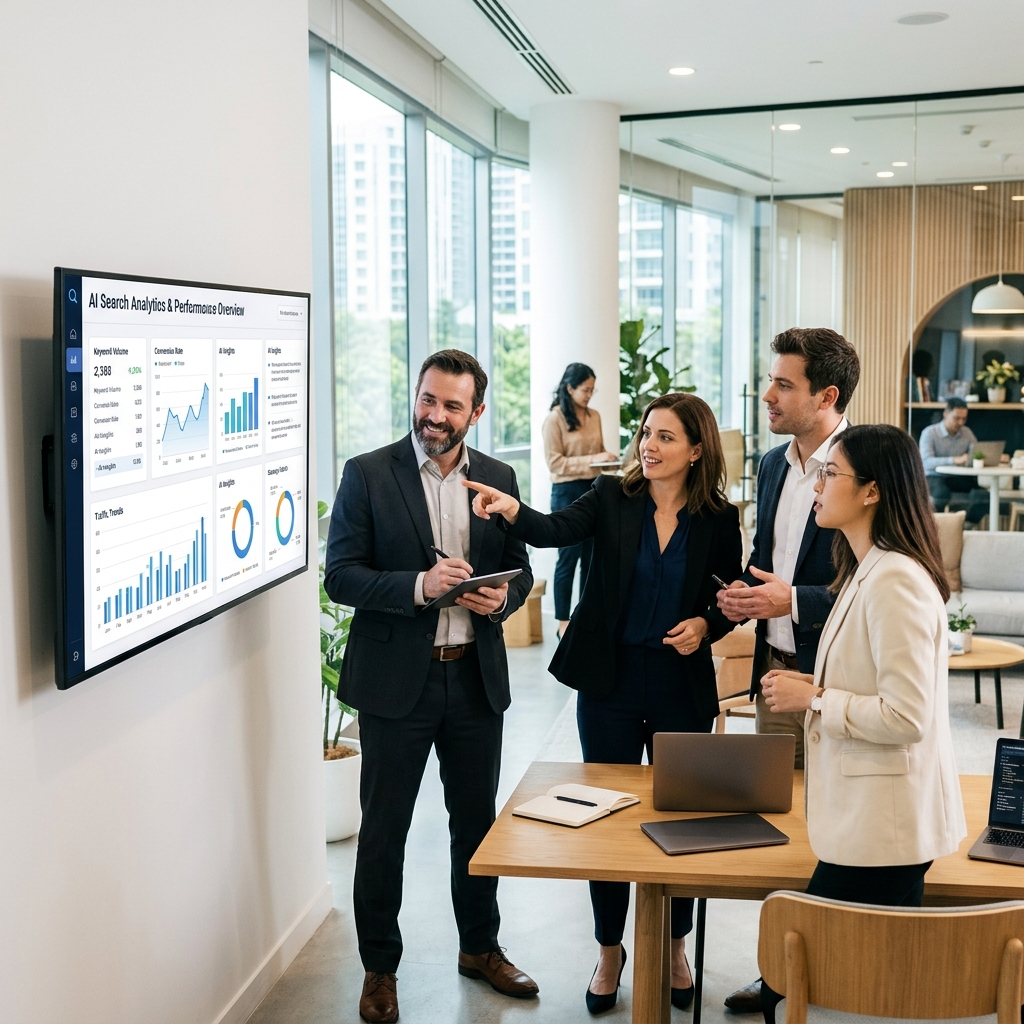 B2B team collaborating on AI marketing strategy