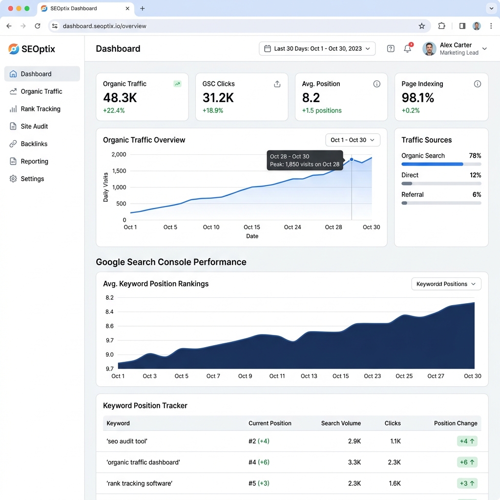 Webspora Live SEO Analytics Dashboard